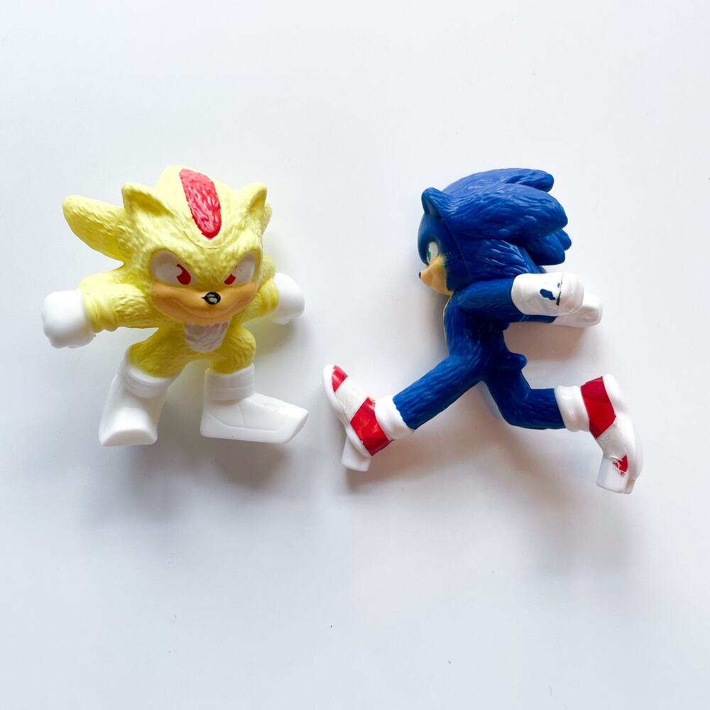 Set of Two Small Sonic Figures or Cake Toppers